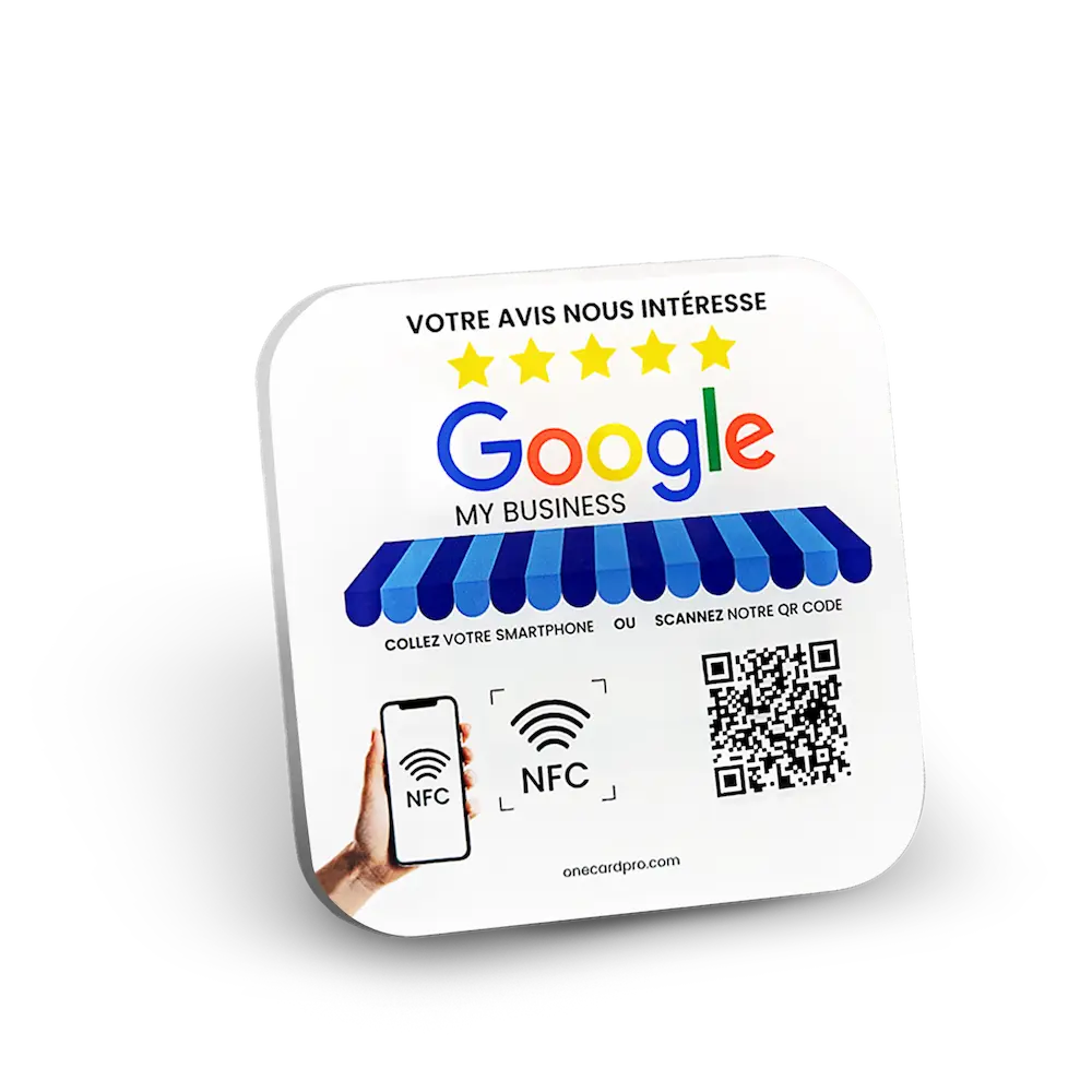 Plaque  avis google - NFC-  Plexiglass  ( bords ronds )