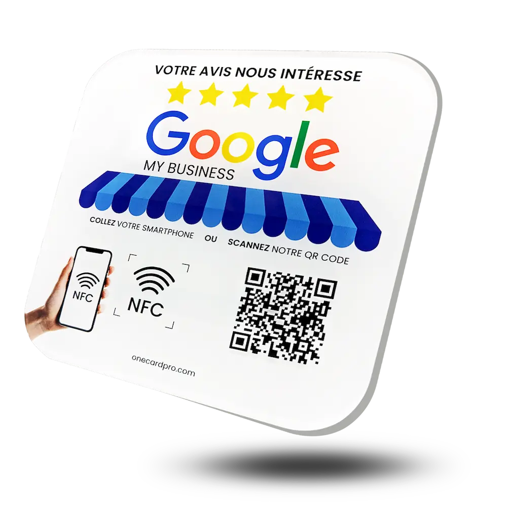 Plaque  avis google - NFC-  Plexiglass  ( bords ronds )