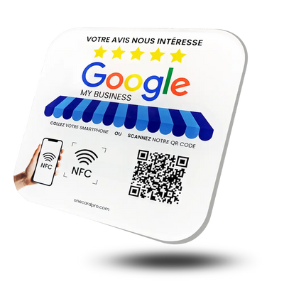 Plaque  avis google - NFC-  Plexiglass  ( bords ronds )